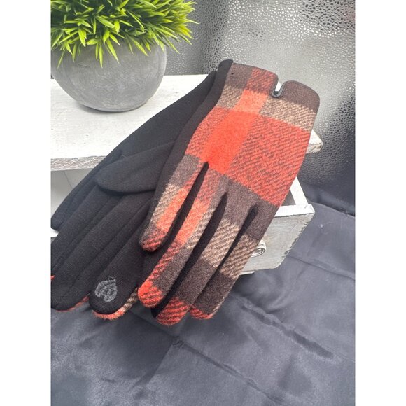 2/$30 Plaid Touchscreen Winter Gloves One Size Soft & Warm Orange/Brown - Picture 5 of 8